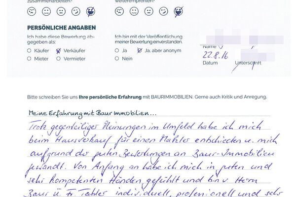 Bewertung von Frau A.