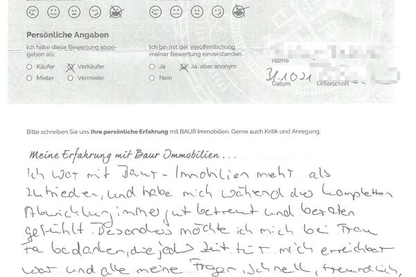 Bewertung von Frau F.