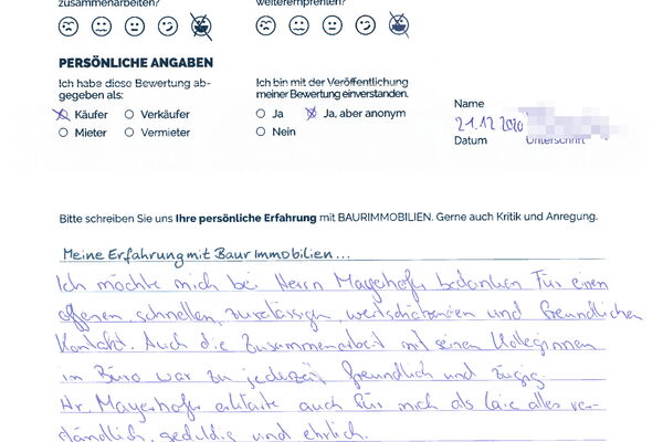 Bewertung von Herr M.