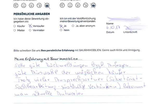 Bewertung von Frau M.