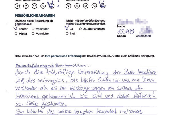 Bewertung von Frau M.