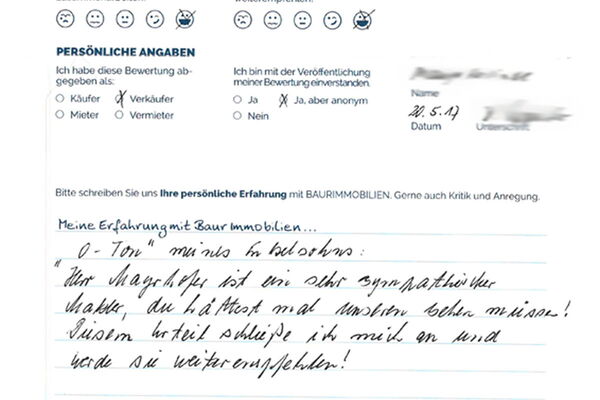 Bewertung von Frau M.