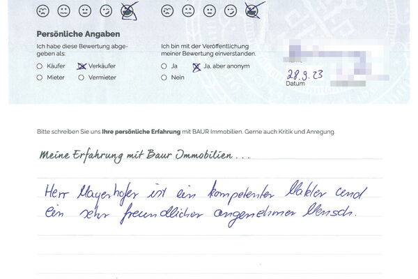 Bewertung von Frau M.