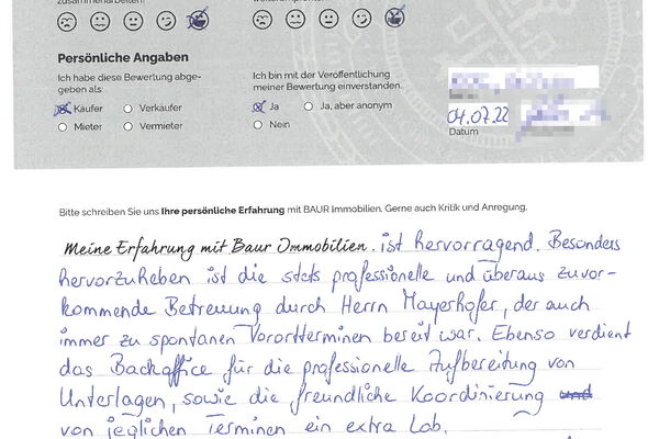 Bewertung von Frau K.