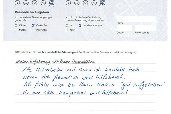 Bewertung von Anonym