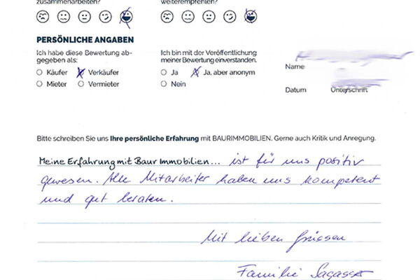 Bewertung von Fam. S.