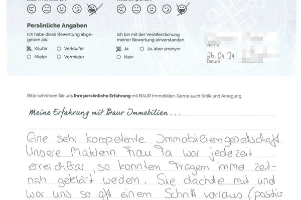 Bewertung von Frau M.