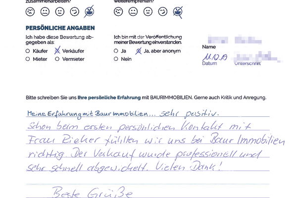 Bewertung von Herr A.