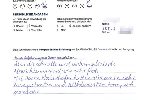 Bewertung von Eheleute V.