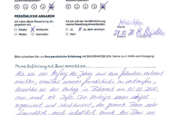 Bewertung von Herr M.