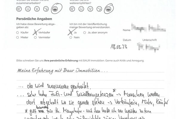 Bewertung von Frau M.