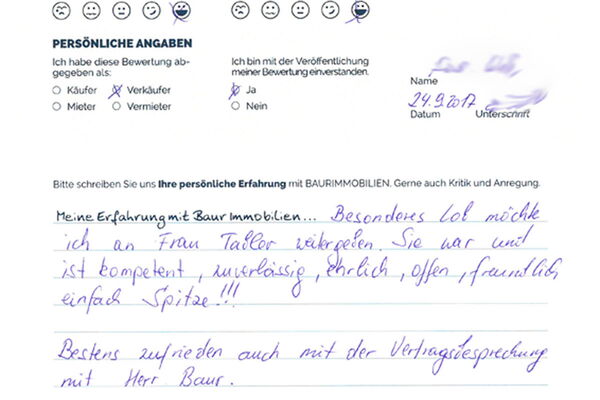 Bewertung von Fam W.