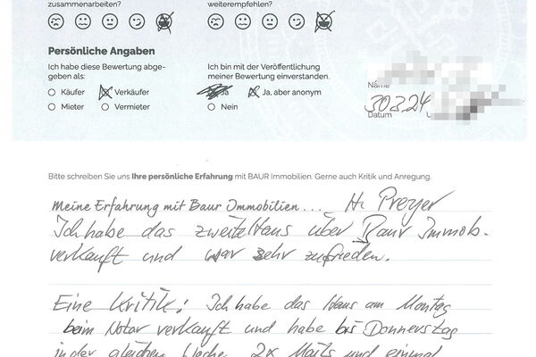 Bewertung von Frau M.