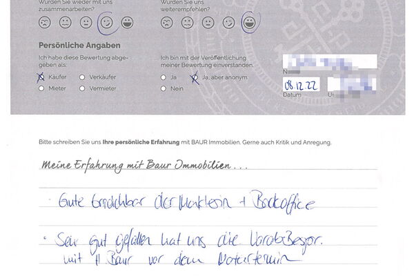 Bewertung von Frau F.