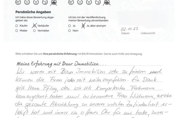 Bewertung von Frau K.