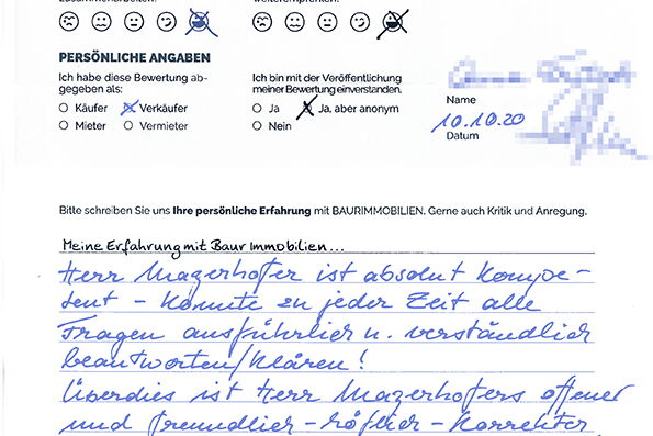 Bewertung von Frau F.