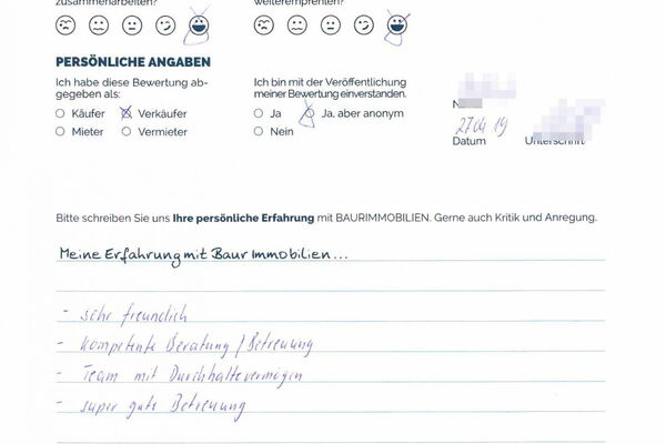 Bewertung von Frau F.