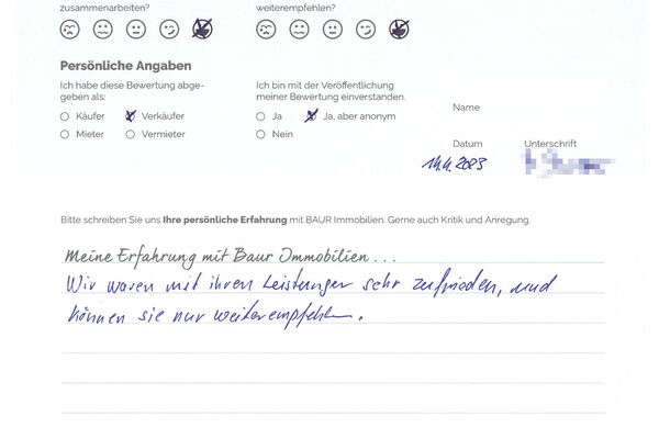 Bewertung von Frau M.