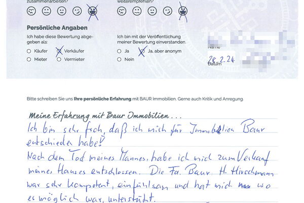 Bewertung von Frau K.