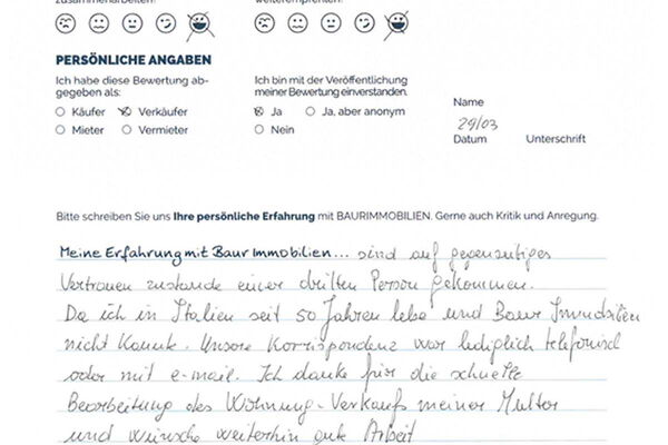 Bewertung von Frau F.