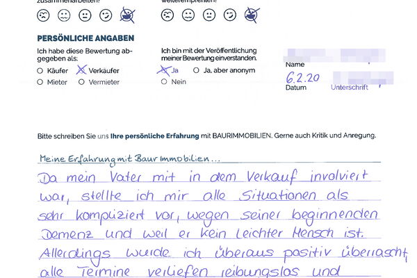 Bewertung von Frau D.