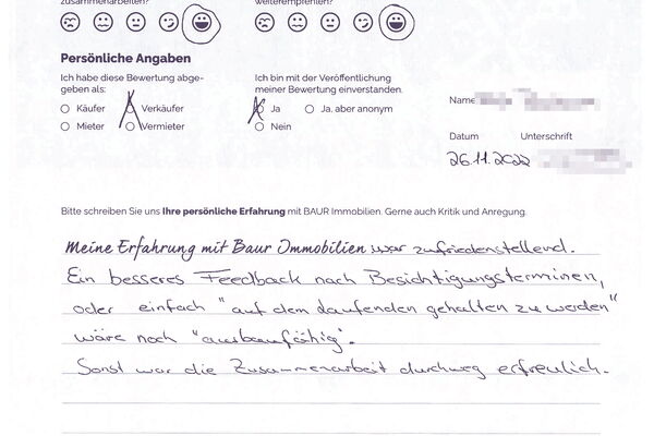 Bewertung von Frau F.