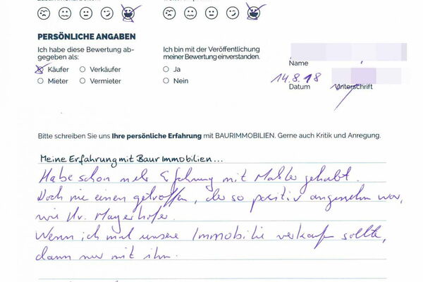 Bewertung von Herr M.