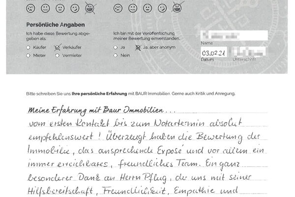 Bewertung von Frau W.