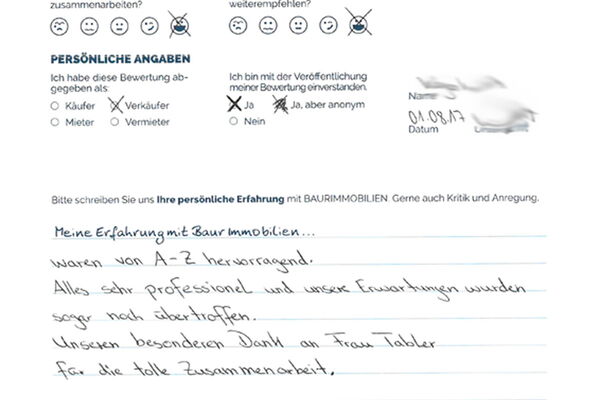 Bewertung von Fam W.