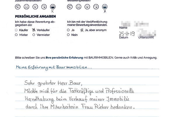 Bewertung von Frau W.