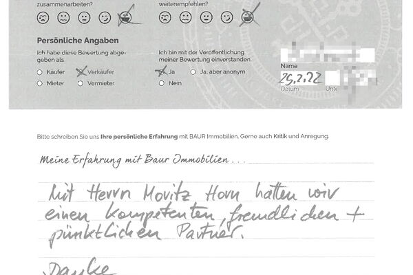 Bewertung von Frau M.