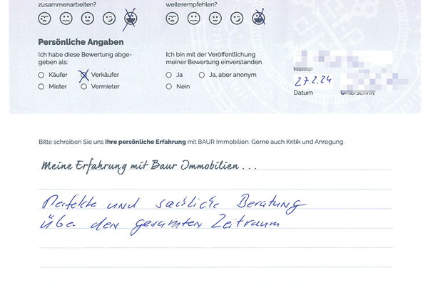 Bewertung von Herr F.