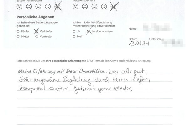 Bewertung von Herr F.