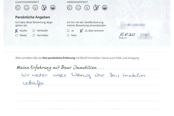 Bewertung von Frau F.