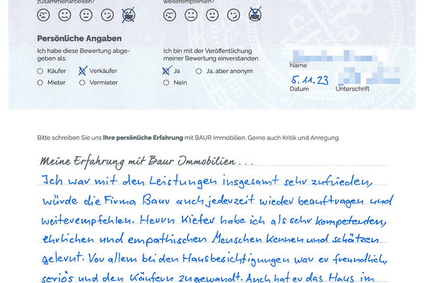 Bewertung von Frau M.